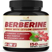 Berberine Supplement 4700mg x 150! Ceylon Cinnamon, Turmeric Curcumin, Milk This