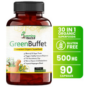 Organic Super Foods and Vitamins Blend - Greens Wholefood Multivitamins 90 caps