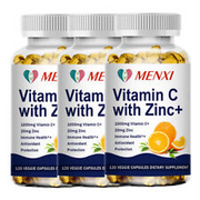 3 bottles Vitamin C Capsules + Zinc For Immune System Support for Men and Women