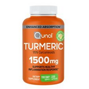 Qunol Tumeric 1500mg 220 Capsules + Black Pepper Inflamation