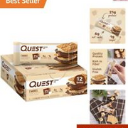 Protein-Packed S'mores Bars: High Protein, Low Carb, Gluten-Free, 12 Count