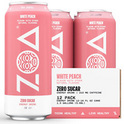 ZOA Zero Sugar Energy Drinks, White Peach Sugar Free 16 Fl Oz (12-Pack)