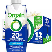 Orgain 20g Clean Protein Grass-Fed Protein Shake, Vanilla Bean (11 fl. oz., 12 p