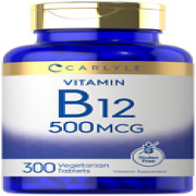 Vitamin B12 500mcg | 300 Tablets | Vegetarian, Non-GMO, Gluten Free | by Carlyle
