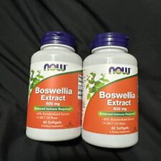(2) NOW FOODS Boswellia Extract 500 mg - 60Veg Capsules - Exp 03/2025