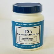 The Vitamin Shoppe Dry D3 50 mcg (2000 IU) 60 Soft Gels Exp 10/25