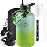 Insulated Water Bottle 64 oz, Triple Wall Vacuum Stainless 64 Ombre Green