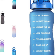Laster 64 Oz, 2L, Half Gallon Motivational Water Bottle with Time Marker Blue