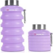 JaneJu Collapsible Water Bottle, 17oz BPA Free Silicone Reusable Purple