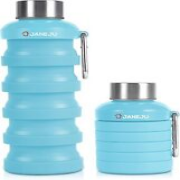 JaneJu Collapsible Water Bottle, 17oz BPA Free Silicone Reusable Blue
