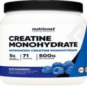 Nutricost Creatine Monohydrate Powder Blue Raspberry 500 Grams 1.1 LBS