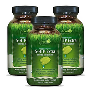 Irwin Naturals Double Potency 5-HTP Extra - 60 Liquid Soft-Gels, Pack of 3 - for Relaxation & Serotonin Production - 90 Total Servings