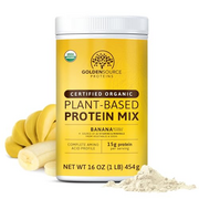 GoldenSource Proteins, Banana, Plant Based Protein Powder, Protein Mix, Protein Powder with 22 Vitamins & Minerals, 16g of Protein, & Complete Amino Acid Profile, Vegan Protein Powder