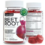Wellneum Beet Root Chews (60 Cherry Flavored Gummies) - Nitric Oxide Booster-Superfood with Nitrates to Support Circulation, Healthy Blood Pressure - Cardiovascular Heart Health