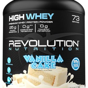 Revolution Nutrition, High Whey, Protein Powder, Whey Isolate, Gluten Free, Lean Muscle Mass for Men & Women, 25g of Protein Per Scoop, 2.7kg, 73 Servings (Vanilla Cake, 6 Pound)