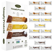 Generic Simply Protein Bar Peanut Butter Chocolate, Lemon Coconut, Dark Chocolate Sea Salt 15 Bars x 1.41oz 1g Sugar 150 Calories 15g Protein