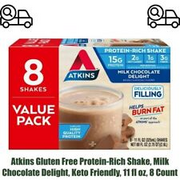 Atkins Gluten Free Protein-Rich Shake, Milk Chocolate Delight, 11 fl oz, 8 Count