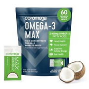 Coromega MAX High Concentrate Omega 3 Fish Oil with Vitamin D 2400mg Omega-3s...
