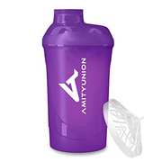 AMITYUNION Protein Shaker Deluxe – Leak-Proof – BPA-Free with Strainer, Scale for Creamy Whey Shakes, Gym Fitness Cup for Isolates and Sports Concentrates (lilac, Deluxe 800ml)