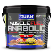 USN Muscle Fuel Anabolic Variety (Chocolate, Strawberry, Banana, Caramel Peanut) All-in-one Protein (4kg): Workout-Boosting, Protein Powder for Muscle Gain - New Formula