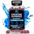 EFFECTIVE NUTRA Creatine Monohydrate Gummies 5g - Vegan Creatine Gummies for Men & Women - Creatine Chews for Strength, Muscle, Energy, Endurance - Natural Sour Blue Raspberry Flavor (90ct)