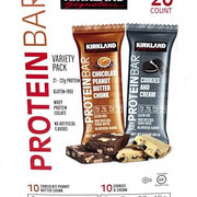 Kirkland Signature Protein Bar Variety Pack 20 Count Chocolate Peanut Butter Chunk & Cookies and Cream Gluten Free 21-22g of Protein 2g Sugar No Artificial Flavors Whey Protein Isolate + EDLVS Sticker