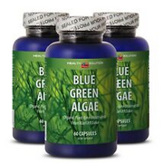 lowering cholesterol - BLUE GREEN ALGAE 500mg - natural 3 Bottles 180 Capsules