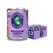 WESTBRAE 15 oz Natural Organic Lentil Beans No Salt Added Source of Plant Bas...