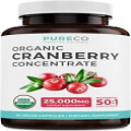 Pure Co Organic Cranberry Pills Urinary Tract Health Kidney Cleanse UTI 60 ct