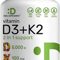 Vitamin D3 K2 Softgel, 2-1 Complex, Vitamin D3 5000 IU & Vitamin K2 MK7 250Ct