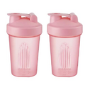 CHNLML Protein Shaker Bottle 400ML/16Oz w. Shaker Ball for Protein Shake, Shaker Bottle with Mixing Ball, Leak-Proof, BPA-Free, for Gym, Workout, Juice Mixer (Pink Lid/Pink Cup, 2 Bottles)