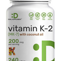 Vitamin K2 (MK-7) 200mcg, 240 Virgin Coconut Oil Softgels