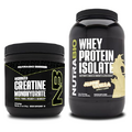 NutraBio Creatine Monohydrate, Unflavored, 150g and Whey Protein Isolate, Alpine Vanilla, Supplement Bundle - Muscle Energy, Lean Muscle Growth, Recovery, and Strength