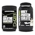NutraBio Creatine Monohydrate, Unflavored, 300g and Whey Protein Isolate, Unflavored, Supplement Bundle - Muscle Energy, Lean Muscle Growth, Recovery, and Strength