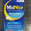 MidNite Sleep Support Low Dose 1.5mg Melatonin 30 Tabs Cherry Exp 05/25 #S11