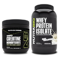 NutraBio Creatine Monohydrate, Unflavored, 150g and Whey Protein Isolate, Unflavored, Supplement Bundle - Muscle Energy, Lean Muscle Growth, Recovery, and Strength
