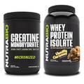 NutraBio Creatine Monohydrate, Unflavored, 500g and Whey Protein Isolate, Vanilla Caramel, Supplement Bundle - Muscle Energy, Lean Muscle Growth, Recovery, and Strength