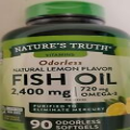 Nature's Truth Odorless Fish Oil Omega3 Softgels 2400 Mg 90ct. Exp.11/25