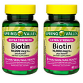 Spring Valley Biotin Plus Keratin Tablets, 10000 mcg 60 Count 2-Pack