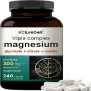 Triple Complex Magnesium Supplement, 240 Capsules | Magnesium Glycinate 500Mg wi