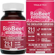 Biobeet® Max Strength Beet Root Capsules - 21:1 Concentrate, Each Serving Derive