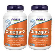 2 x NOW Omega 3 Molecularly Distilled 200 Softgels MADE IN USA FREE SHIPPING
