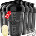 -6 PACK- 20 OZ Protein Shaker Bottles for Protein Mixes, Shaker Cups for Protein
