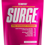 Biotest Surge Workout Fuel - Highly Branched Cyclic Dextrin 25g, Citrulline Malate 6.5g, L-Leucine 5g, Betaine Anhydrous 2.5g, Beta-Alanine 2g, Electrolyte Blend 1.4g - Berry 2.43lb