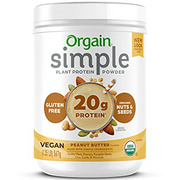 Orgain Organic Simple Vegan Protein Powder, Peanut Butter - 20g Plant Based Protein, Made with less Ingredients, No Artificial Sweeteners, Gluten-Free, Non-GMO, No Dairy or Lactose Ingredients, 1.25lb