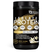 NATURE TARGET Isolate Whey Protein Powder Vanilla, 25g Protein Low Carb Sugar-Free & Gluten-Free, 5.5g BCAAs, Rich in Fibers & Minerals, 0.97 Pound, 15 Servings