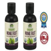 NOW Foods Monk Fruit Liquid, Zero-Calorie Liquid Sweetener, Organic 2 Packs