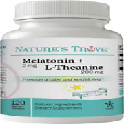 Nature's Trove Melatonin 3mg + L Theanine 200mg – Calm and Relaxation – 120 Kosh