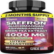 Saffron Extra Strength Capsules 2 Month Supply Vegetarian Green Tea Made in USA