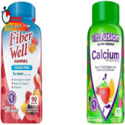 Fiber Well Sugar Free Fiber Supplement & Chewable Calcium Gummy Vitamins for Bon